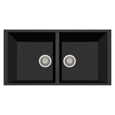 Latoscana AM8620ST Elegance Series Double Basin Drop-In Kitchen Sink Kitchen Sink Latoscana Black Metallic